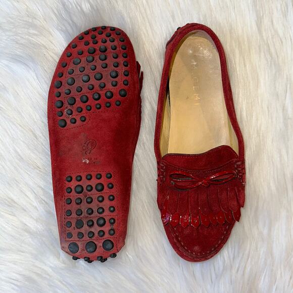 M. Gemi ‘Strato’ Suede Fringe Loafer Patent Leather Driver Moccasin, Burgundy - Picture 9 of 10